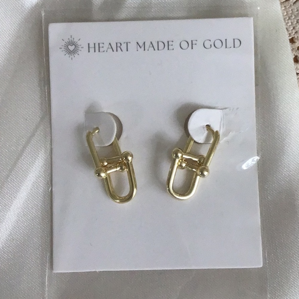 Gold Plated Hardware Drop Pierced Earrings
